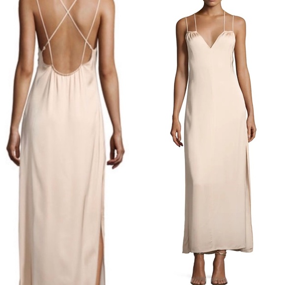 ELIZABETH AND JAMES Jericho double strap champagne Backless Maxi Dress size 4 - Picture 1 of 7